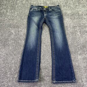 Iron Horse Jeans Womens 8 Blue Bootcut Medium Wash Embroidered Denim Rhinestone